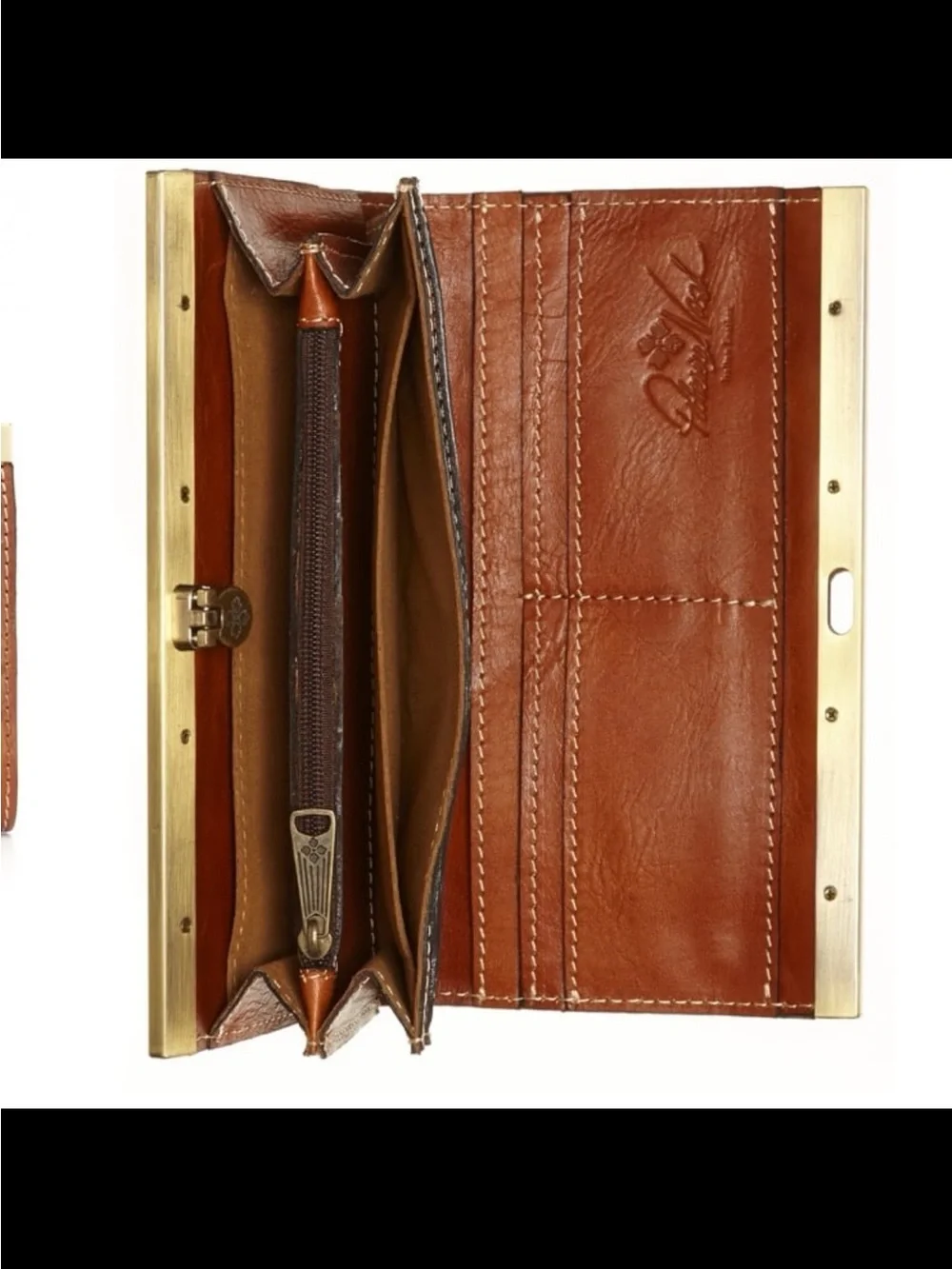 Patricia Nash Cauchy Tooled Floral Leather wallet color Florence gold